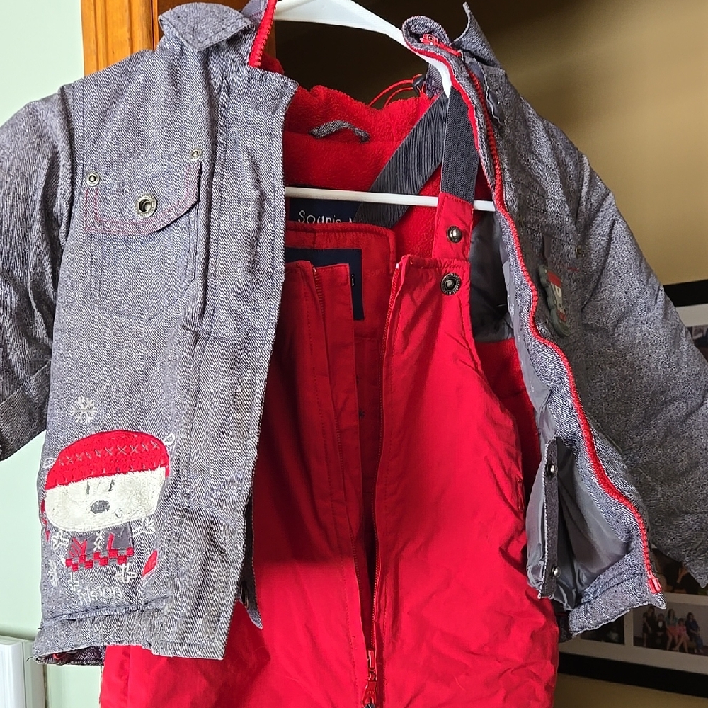 Stylish Gray and Red Kids Jacket & Coat Set..signs of wear..but lots of life